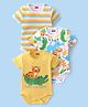 Babyhug 100% Cotton Knit Half Sleeves Onesie With Animal Print Pack of 3 - Multicolor
