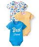 Babyhug 100% Cotton Knit  Half Sleeves Onesies Striped & Text Print Pack of 3 - Multicolour
