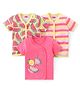 Babyhug 100% Cotton Kint Half Sleeves Front Open Striped Vests Pack of 3 - Multicolor