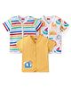 Babyhug 100% Cotton Interlock Front Open Vest Elephant Print Pack of 3 - Yellow & White