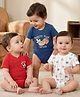 Babyoye 100% Cotton With Eco Jiva Finish Half Sleeves Onesies With Varsity Theme Print Pack Of 3 - White Red & Blue