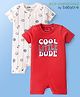 Babyoye 100% Cotton With Eco Jiva Finish Half Sleeves Text & Balls Printed Rompers Pack of 2 - Multicolour