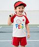 Babyoye 100% Cotton With Eco Jiva Finish Half Sleeves T-Shirt & Shorts Set Tennis Print - Red & White