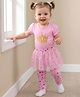 Babyoye 100% Cotton Interlock Half Sleeves Onesie with Polka Dotted Skeggings - Pink