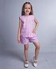 Soleilclo Sleeveless  Lurex Striped Coordinating Top With Shorts - Pink & White