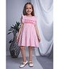 Soleilclo Frill Sleeves Heart Embroidered & Printed Dress - Pink