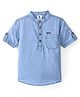 TONYBOY Half Sleeves Solid Denim Shirt - Blue