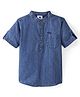 TONYBOY Half Sleeves Solid Denim Shirt - Indigo Blue