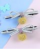 Asthetika Set of 2 Bow Applique Pom Pom Detailed Hair Clips -Yellow
