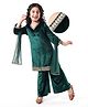 Earthy Touch Velvet Knit Full Sleeves Kurta Salwar Set with Dupatta -Peacock Green