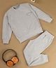 Funkrafts Pure Cotton Full Sleeves Smiley Printed Tee With Joggers - Grey