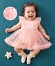 Mark & Mia Sleeveless Frock Style Party Onesie with Frill & Beads Detailing Floral Print - Pink