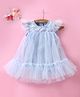 Mark & Mia Sleeveless Party Frock Style Onesie with Frill & Sequins Detailing - Blue