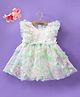 Mark & Mia Sleeveless Party Frock Style Onesie with Frill & Sequin Detailing with Floral Applique - Green