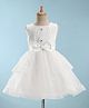 Mark & Mia  Sleeveless Party  Frock with Beads & Floral Embroidery Detailing with Bow Applique - White