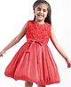 Mark & Mia Sleeveless Party Frock with Floral & Bow Applique  - Red