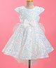 Mark & Mia  Cap Sleeves High Low Sequined Party Frock with Bow Applique - White
