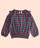 Pantaloons Junior Full Sleeves Plaid Checked Top - Green