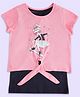 Pantaloons Junior Half Sleeves Girl Printed Top With Solid Inner Tee - Pink