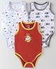 OHMS Single Jersey Sleeveless Bunny & Elephant Printed Onesies Pack of 3 - Multicolour