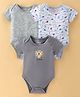 OHMS Single Jersey Half Sleeves Onesies with Vehicle & Dino Print Pack of 3 - Multicolor