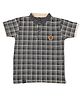 Earth Conscious Half Sleeves Checked Tee - Charcoal Black