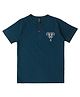 Earth Conscious Half Sleeves Elephant Printed Tee - Peacock Blue