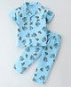Fido Single Jersey Knit Half Sleeves Night Suit With Monster Truck Print - Blue