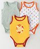 OHMS Single Jersey Sleeveless Dino Printed Onesies Pack of 3 - Multicolour