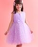 Babyhug Woven Sleeveless Sequinned Party Frock with Bow - Lavender