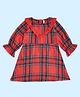 Pantaloons Baby Full Sleeves Frill Detailed Checked Dress - Red