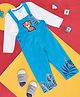 Pantaloons Baby Jungle Theme Printed Dungaree With Full Sleeves Tee - Blue