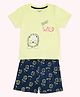 Pantaloons Baby Cotton Half Sleeves Lions Printed Tee & Shorts Set - Yellow