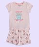 Pantaloons Baby Cotton Half Sleeves Popcorns Printed Tee With Shorts Set - Light Pink