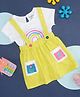 Pantaloons Baby Polka Dots & Floral Printed Dungaree With Half Sleeves Tee - White & Yellow