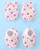 Babyhug 100% Cotton Mittens & Booties Set with Strawberry Print - White