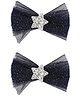 Aye Candy Set Of 2 Sparkles Tulle Bow Detailed Hair Clips - Navy Blue