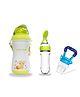 Chinmay Kids Soft Straw Feeding Sipper Anti Spill for Kids With Fruit Feeder And Soother - Made of Food-Grade Material, 100% free of BPA (Green-Green-Blue)