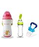Chinmay Kids Soft Straw Feeding Sipper Anti Spill for Kids With Fruit Feeder And Soother - Made of Food-Grade Material, 100% free of BPA (Pink-Green-Blue)