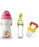 Chinmay Kids Soft Straw Feeding Sipper Anti Spill for Kids With Fruit Feeder And Soother - Made of Food-Grade Material, 100% free of BPA (Pink-Green-Yellow)