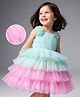 Mark & Mia Sleeveless Floral & Pearl Embellished Layered Party Frock - Multicolour