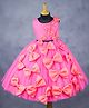 Li&Li BOUTIQUE Sleeveless Bow Applique Detailed Flared Dress - Pink & Coral