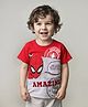 Babyhug Marvel Cotton Half Sleeves T-Shirt With Spiderman Graphics - Red
