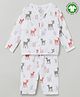 The Boo Boo Club Cotton Full Sleeves Deer Printed Coordinating Night Suit - White