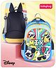 Babyhug Disney Mickey & Friends School Backpack|2 Main Compartments,1 Front Pockets, 2 side Bottle Pockets|Water Resistant|Long lasting and Durable Zippers | Comfortable back cushioning | For School, Travel and Outdoors|Blue- 15 inches