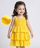 Mark & Mia Singlet Sleeves Frock with Smoking Detailing & Polka Dot Print - Yellow