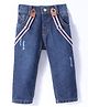 Little Kangaroos Denim Full Length Jeans  With Suspender Belt  - Dark Blue