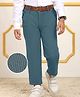Mark & Mia Full Length Solid Party Wear Trousers with Belt Detailing -  Blue