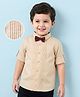 Mark & Mia Full Sleeves Solid Color Pleated Party Shirt With Bow - Cream