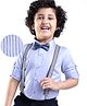 Mark & Mia  Full Sleeves Party Shirt Solid Colour with Bow & Suspender Detailing  -  Blue
